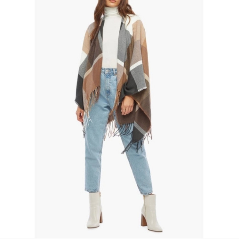 JustFab | Checked Ruana Wrap